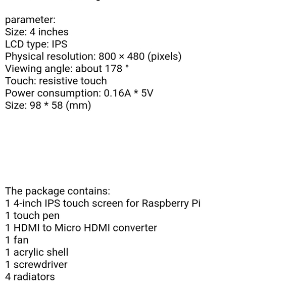 Miuzei Raspberry Pi 4 Touchscreen with Case and Fan. 4" IPS Touchscreen LCD. NIB - Picture 5 of 5